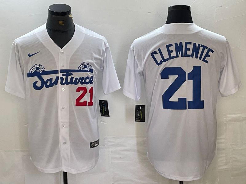 Men Pittsburgh Pirates #21 Clemente White Nike Game MLB Jersey style 1